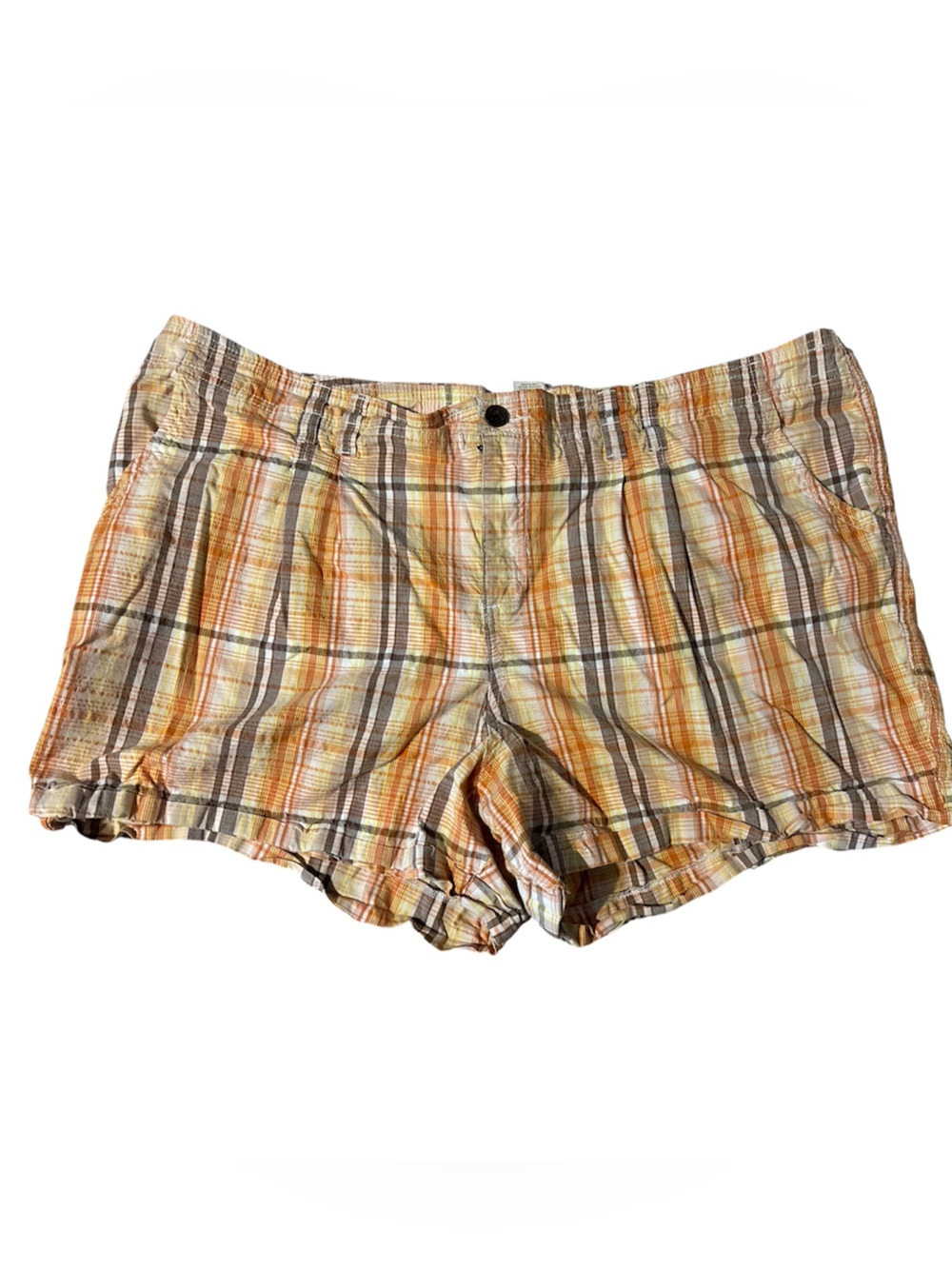 Sonoma Plaid Cotton Bermuda Shorts in Yellow and Orange